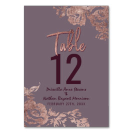 Elegant Ro Blommigt Guld Lila Mauve Bordsnummer