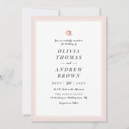 Elegant Ro blommigt guld minimalist bröllop Inbjudningar