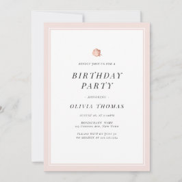 Elegant Ro blommigt guld - minimalistisk Födelseda Inbjudningar