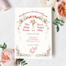 Elegant Ro Blommigt - inbjudan till Christian Wedd