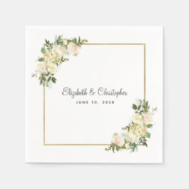 Elegant Ro Blommigt Metallic Guld Bröllop Decor Pappersservett