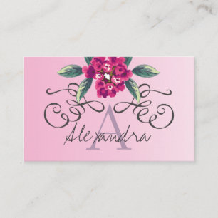 Elegant Ro Blommigt Monogram Classy Visitkort