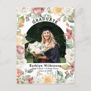Elegant Ro Blommigt Photo Studenten meddelande Vykort