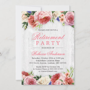 Elegant Ro Blommigt Rustic Wood Pension Party Inbjudningar