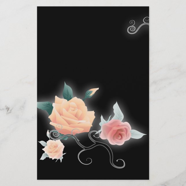 Elegant Ro Blommigt Vintage Stationery Brevpapper (Framsida)