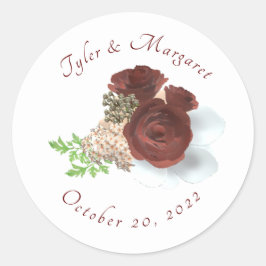 Elegant Ro Corsage Classic Round Sticker Runt Klistermärke