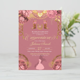 Elegant Ro Dusty Rosa Charro Quinceanera Inbjudningar