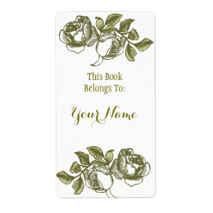 Elegant Ro Etching White Golden Bookpate Label Fraktsedel