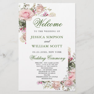 Elegant Ro Eucalyptus Bröllop Ceremony-programmet