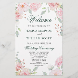 Elegant Ro Eucalyptus Bröllop Ceremony-programmet