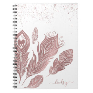 Elegant Ro Faux Glitter Feather Personlig Anteckningsbok