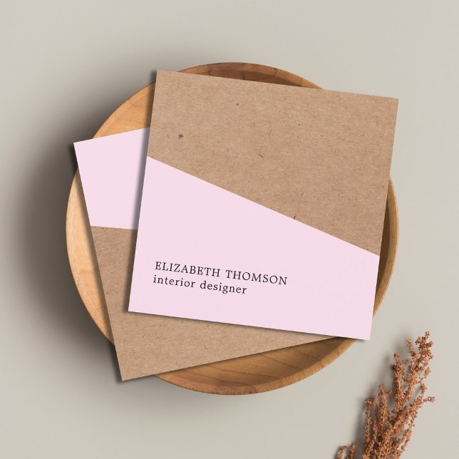 Elegant Ro Faux Kraft Geometric Inredingsdesign Fyrkantigt Visitkort (Skapare uppladdad)