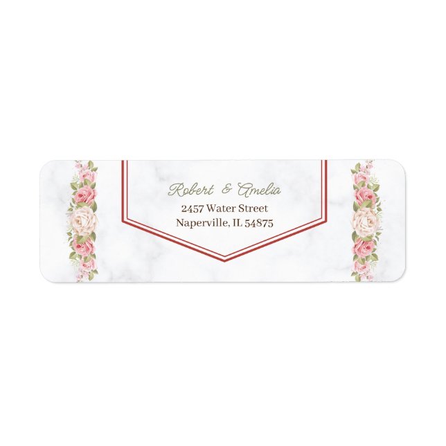 Elegant Ro Flower Anpassningsbar Returadress Etikett (Framsidan)