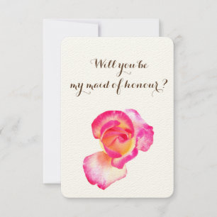 Elegant Ro Flower Kommer du att vara min maid of h Inbjudningar