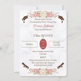 Elegant Ro Flowers Personlig Studenten Inbjudningar