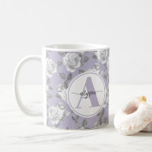 Elegant Ro Garden i Lavender Monogram Mugg