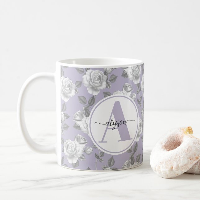 Elegant Ro Garden i Lavender Monogram Mugg (Med munk)
