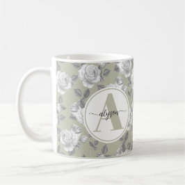 Elegant Ro Garden in Sage Grönt Monogram Mugg