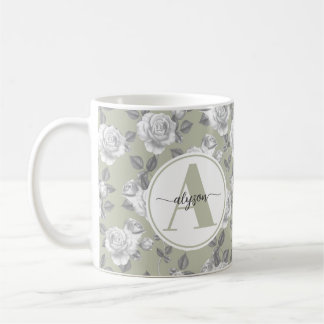 Elegant Ro Garden in Sage Grönt Monogram Mugg