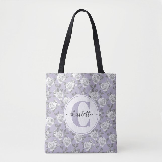Elegant Ro Garden Monogram Lavender Tygkasse (Framsida)