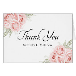 Elegant Ro Garden Rosa Blommigt Bröllop Tack OBS Kort