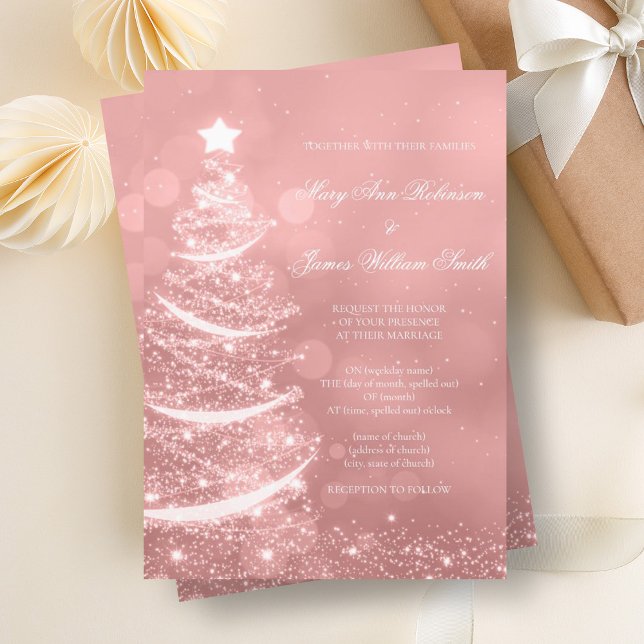 Elegant Ro Glam-julen i Bröllop Inbjudningar (Elegant Rose Gold Glam Christmas Wedding Invitation)