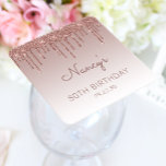 Elegant Ro Glitter, 80:e Födelsedagsfesten Guld Underlägg Papper Kvadrat<br><div class="desc">Den här chicen,  den 80:e födelsedagsfestens elegant pappra underlägg,  har en glatt bakgrund i guld faux glitter drip ro och gräns ro. Anpassa dem med hedersgästen namn i handskript för mörk ro,  med hennes födelsedag och datum nedan i sans serif-typsnitt.</div>