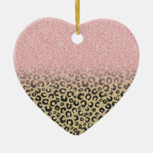 Elegant Ro Glitter Black Leopard Skriv ut Julgransprydnad Keramik