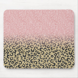 Elegant Ro Glitter Black Leopard Skriv ut Musmatta