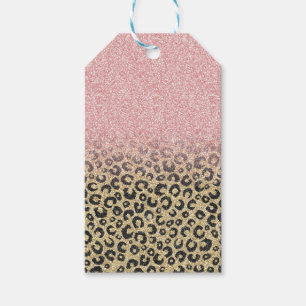 Elegant Ro Glitter Black Leopard Skriv ut Presentetikett