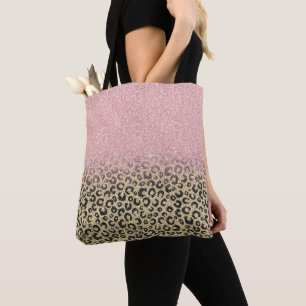 Elegant Ro Glitter Black Leopard Skriv ut Tygkasse