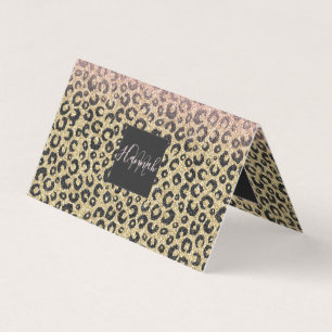 Elegant Ro Glitter Black Leopard Skriv ut Visitkort
