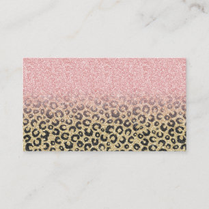 Elegant Ro Glitter Black Leopard Skriv ut Visitkort