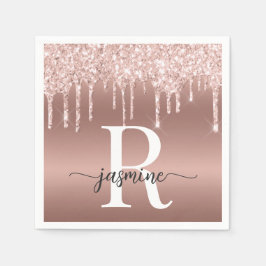 Elegant Ro Glitter-drivrutiner Metall Monogram Pappersservett