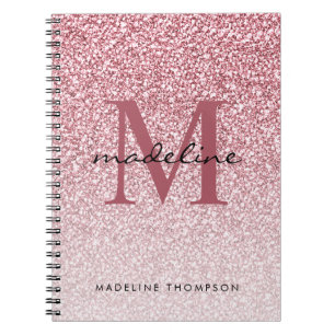 Elegant Ro Glitter Girly Monogram Anteckningsbok