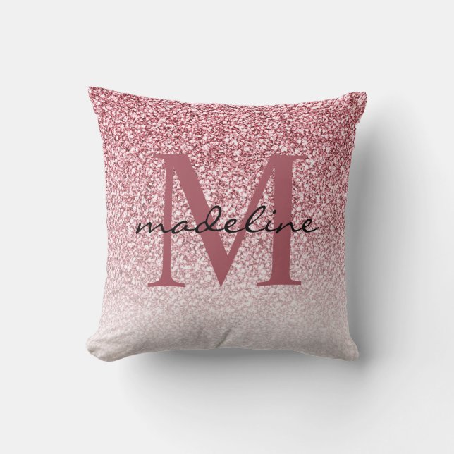 Elegant Ro Glitter Girly Monogram Kudde (Framsida)