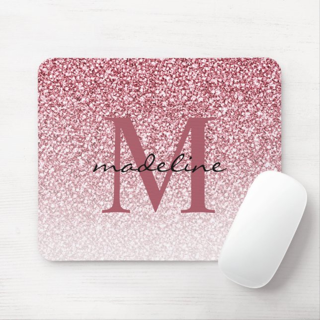 Elegant Ro Glitter Girly Monogram Musmatta (Med mus)