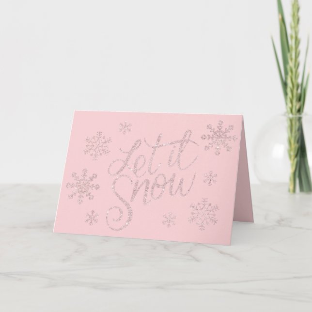 Elegant Ro Glitter Guld Låt det snöa och Snöflingo Kort (Framsida)