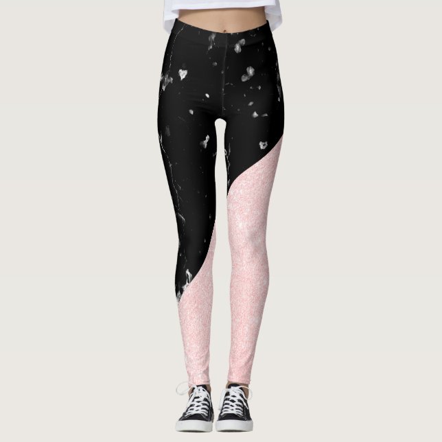 Elegant ro glitter guld och marmor leggings (Framsida)