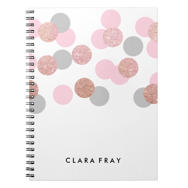elegant ro glitter guld pastel rosa konetti anteckningsbok (Framsidan)