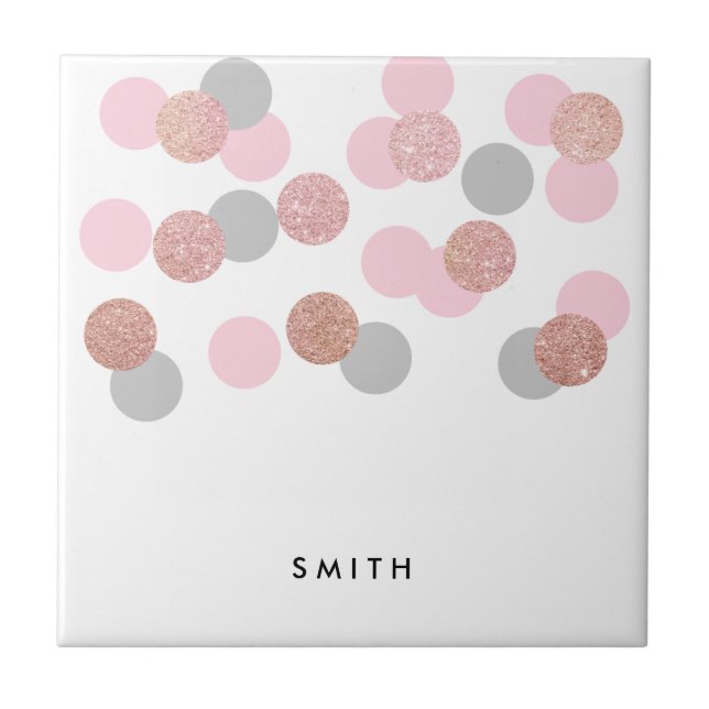 elegant ro glitter guld pastel rosa konetti kakelplatta (Framsidan)