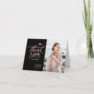 Elegant Ro Glitter Guld-skript Foto Studenten Tack Kort
