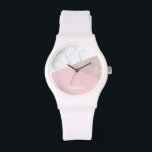Elegant ro glitter guld, vit marmor rosa armbandsur<br><div class="desc">Snyggt och elegant: geometrisk faux ro guld glitter,  vit marmor och färg rosa.</div>