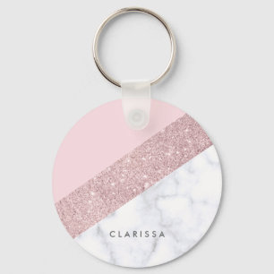 elegant ro glitter guld, vit marmor rosa nyckelring