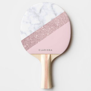 elegant ro glitter guld, vit marmor rosa pingisracket