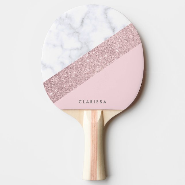 elegant ro glitter guld, vit marmor rosa pingisracket (Framsidan)