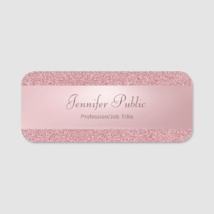 Elegant Ro Glitter handskript Namn Namnbricka