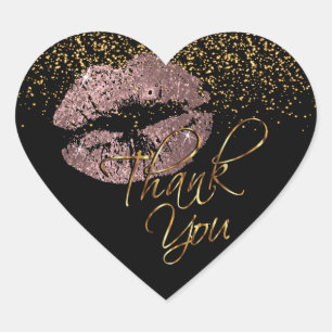 Elegant Ro Glitter Lipcolor - Tack Hjärtformat Klistermärke