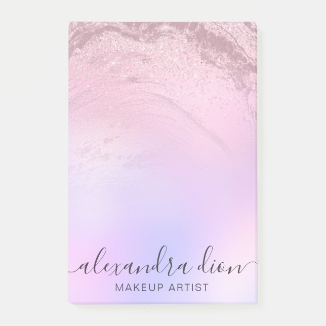 Elegant ro glitter marble makeup artist post-it block (Framsida)