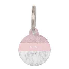 Elegant ro glitter och vit marmor djurbricka